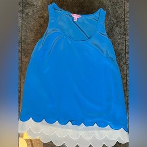 Medium Blue and White Scalloped Lilly Pulitzer Top